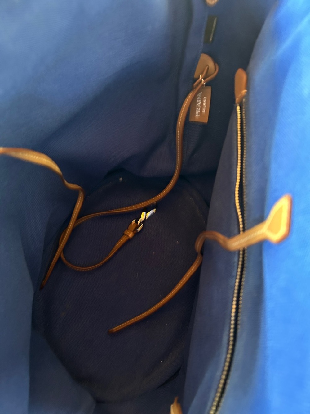 Prada Blue Canvas Tote with White Logo Large w COA - Picture 5 of 10